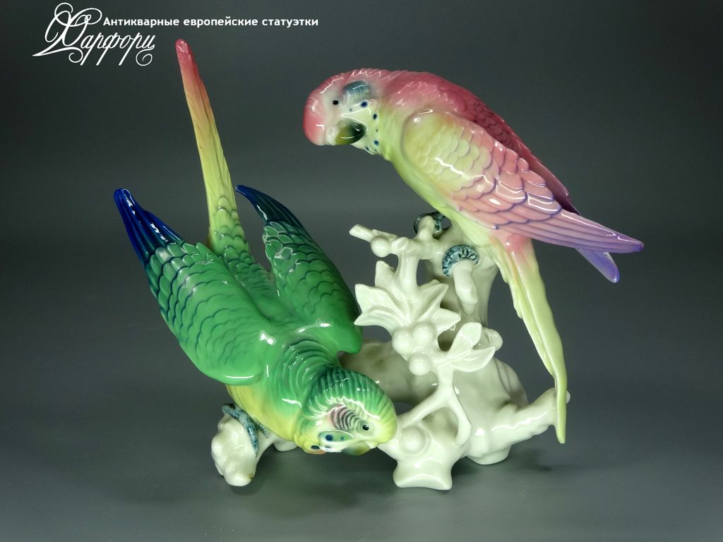 Купить фарфоровые статуэтки KARL ENS, Волнистые попугайчики, Германия